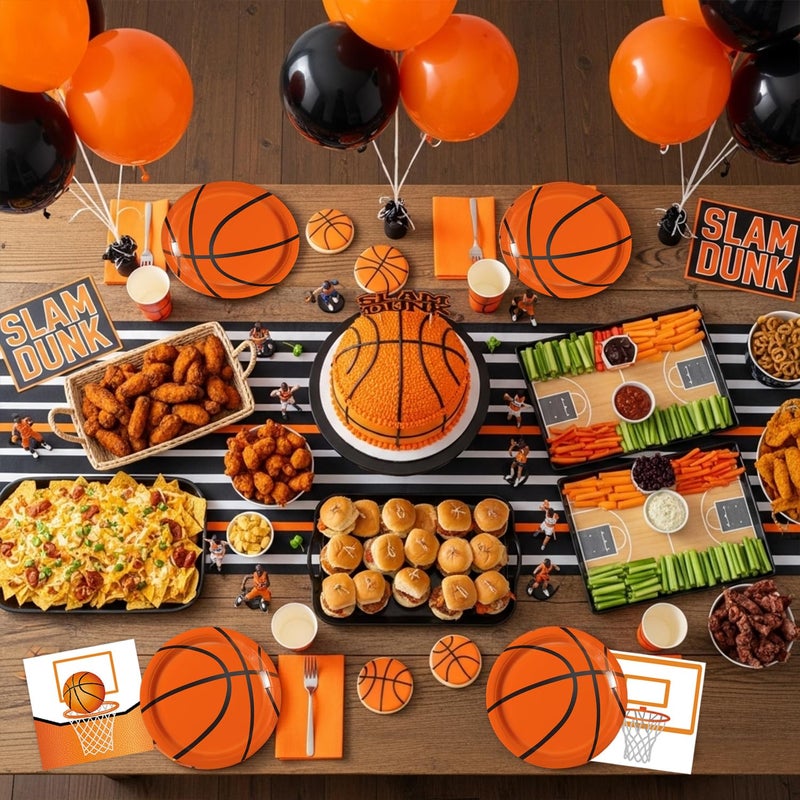 QIYANPAX 150 PCS Basketball Plates and Napkins Supplies - Dinner & Dessert Plates, Napkins for Basketball Birthday Party Decorations, Serves 50 - Image 4