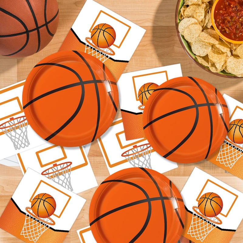 QIYANPAX 150 PCS Basketball Plates and Napkins Supplies - Dinner & Dessert Plates, Napkins for Basketball Birthday Party Decorations, Serves 50 - Image 3