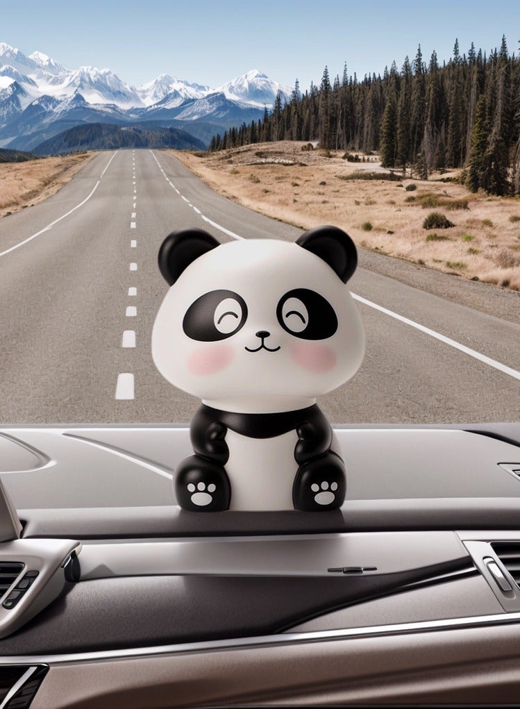 Solar Bobblehead Figures, Panda Car Accessories Welcoming Animal Sculpture Ornament Solar Nodding Panda Figurine Decorative Car Bobblehead for Car Dashboard Home Restaurant - Image 1