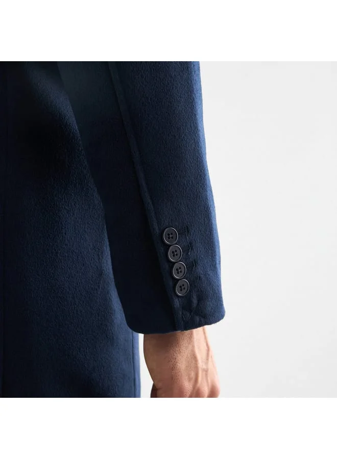 Splash FAV Solid Notch Lapel Coat with Pockets and Long Sleeves