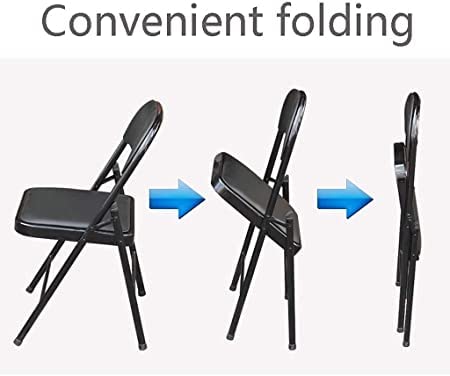 GoKoo Black Folding Chairs with Padded Seats Metal Folding Chairs Portable Dining Chairs Home Office Student Study Chair Desk Indoor Bedroom Room 1 Pack - Image 4
