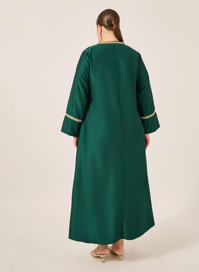 Styli Plus Size Lace Trim Collared Jalabiya  - Image 5