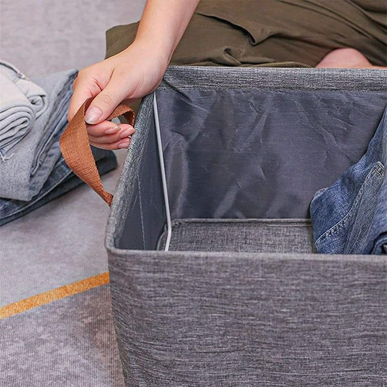 shreeshann Closet Clothes Organizer with Handle Fabric Storage Box with Steel Frame Stackable Shelf Storage Baskets Foldable Wardrobe Storage Box for Clothes Toys Multicolor Pack Of 1 - Image 5