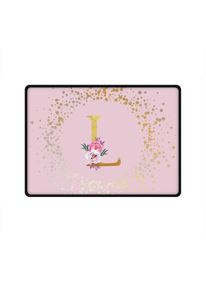 Stylizedd Designer Gaming Mouse Pad  Anti-Skid Mousepad Large Keyboard Mouse Pad Desk Mat Custom Monogram Initial Letter Floral Pattern Alphabet - L  (Pink) - Image 1