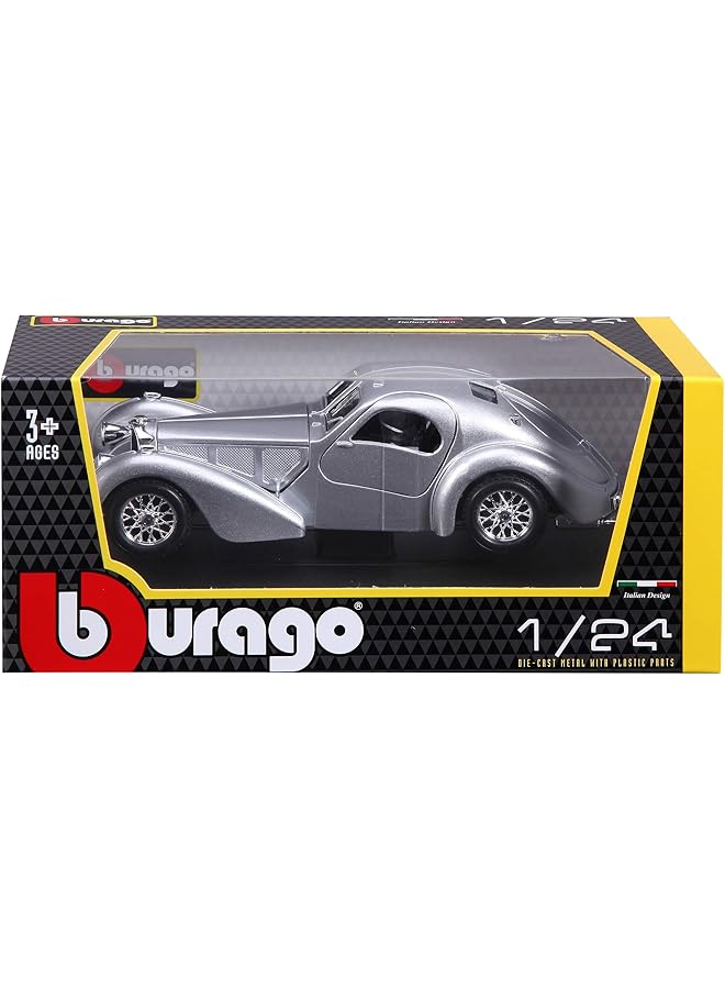 4m Bugatti Atlantic Die Cast Model Car Silver - Image 1