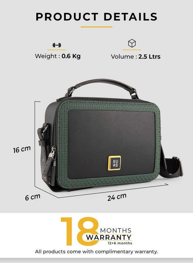 EUME Regalia Sling Bag for Men & Women | Crossbody Travel Bag | Lightweight 2.5L Daily Use Bag | Charcoal Green - Image 3