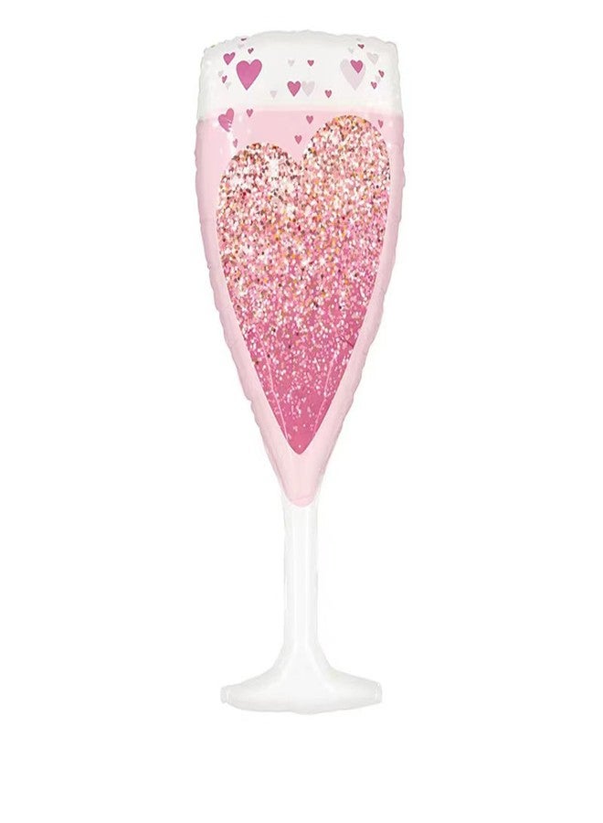 LYK 4PCS Pink Champagne Bottle Balloons Champagne Glasscup Balloon Foil Mylar Balloons Birthday Party Wedding Decorations - Image 3