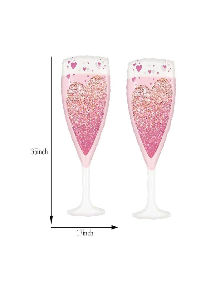 LYK 4PCS Pink Champagne Bottle Balloons Champagne Glasscup Balloon Foil Mylar Balloons Birthday Party Wedding Decorations - Image 4