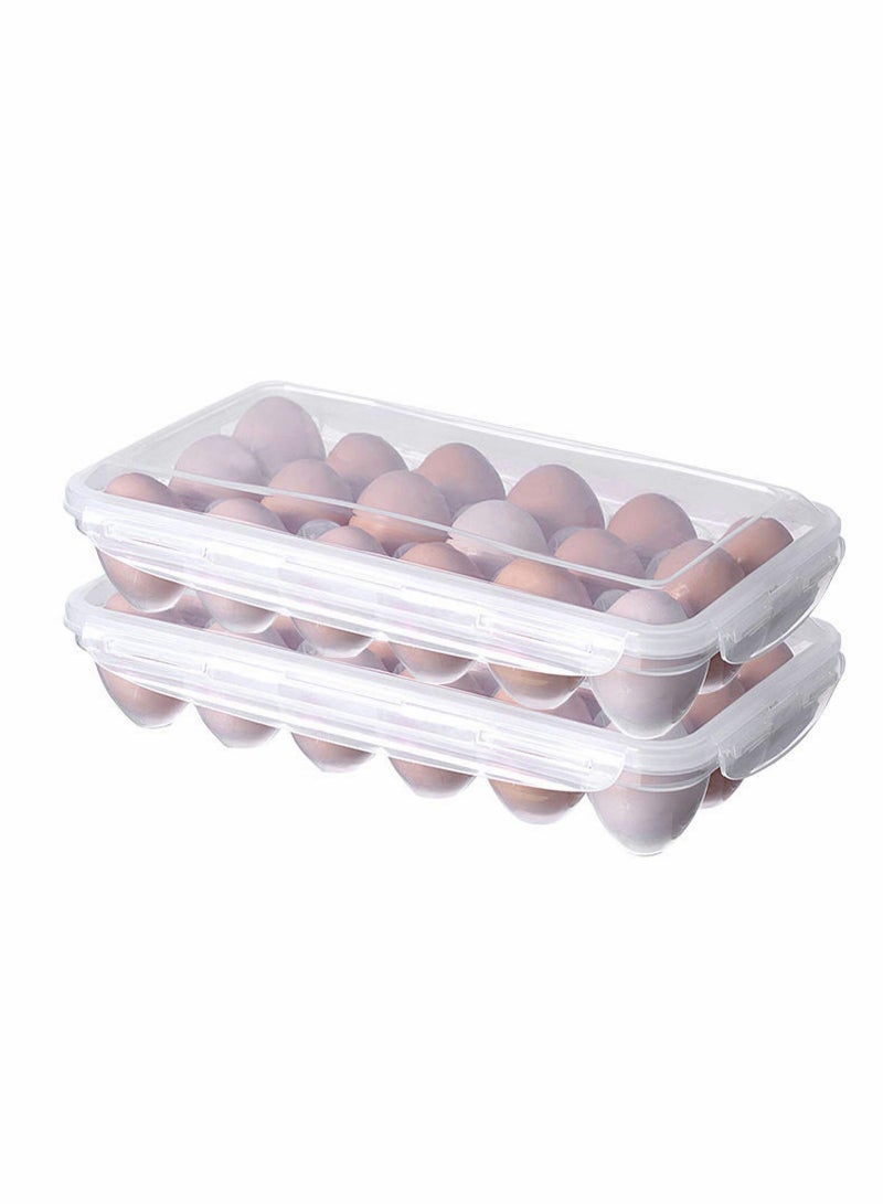2 Pack Covered Egg Holders For Refrigerator Egg Storage Container Plastic Egg Trays Deviled Egg Tray Carrier with Lid - Image 1