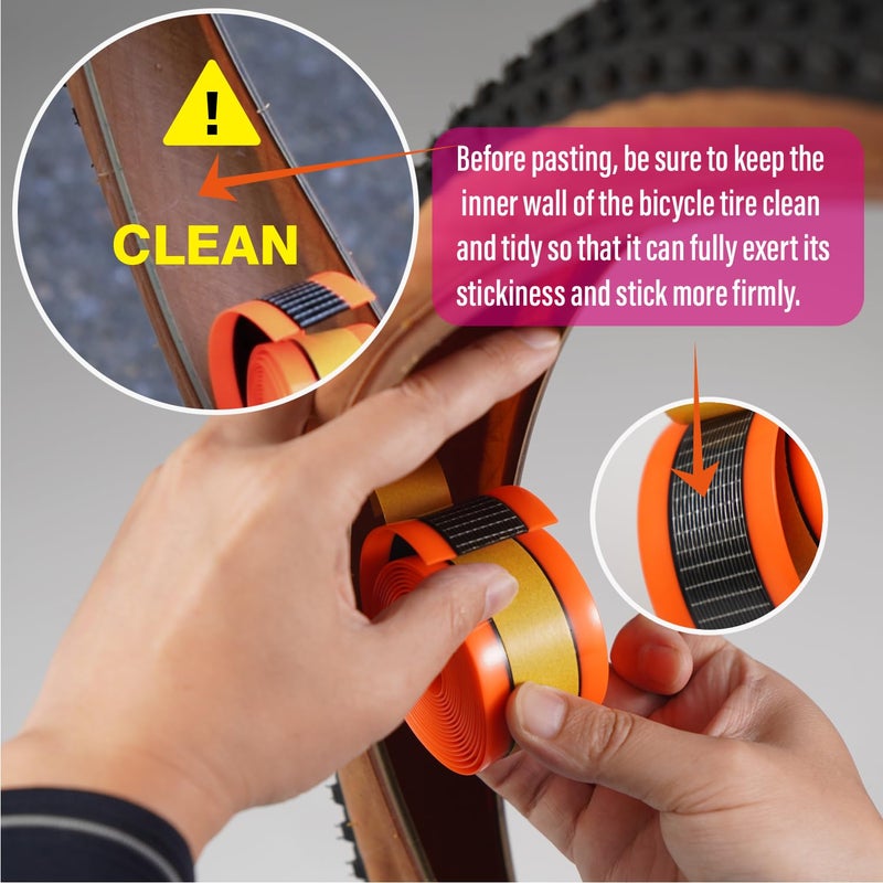 CNCLOL CNC Bike Tire Liners,Mountain Bike Puncture Proof Tire Linerï¼ˆWidth 38mmï¼‰,Bicycle Inner Tube Flat Protector-Self Adhesive Compatible with 16/20/24/26/27.5/29 x 1.95-2.125 Tires. - Image 3