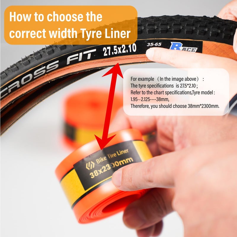 CNCLOL CNC Bike Tire Liners,Mountain Bike Puncture Proof Tire Linerï¼ˆWidth 38mmï¼‰,Bicycle Inner Tube Flat Protector-Self Adhesive Compatible with 16/20/24/26/27.5/29 x 1.95-2.125 Tires. - Image 5