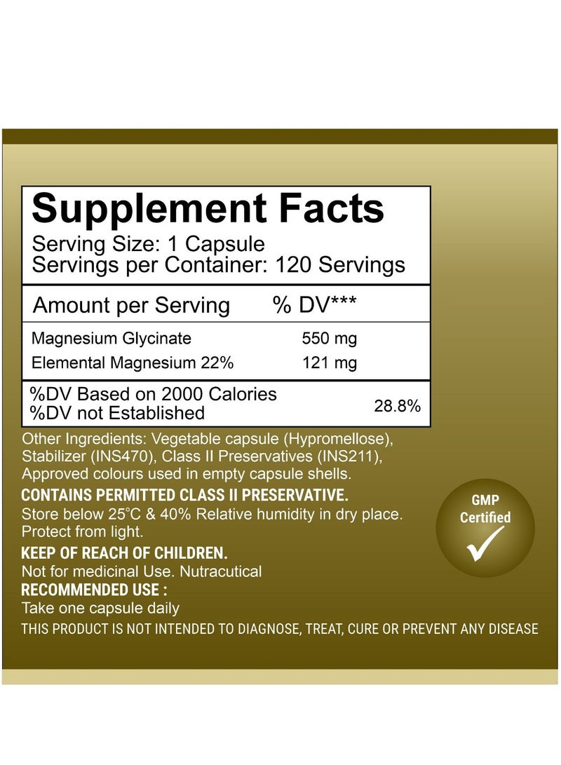 Oliza Natural Magnesium Glycinate 120 Capsules | Supports Bone, Muscle and Heart Health  - Image 2