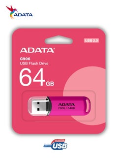 ADATA C906 Compact | 64GB USB 2.0 Flash Drive | Lightweight and Fast Data Transfer | Pink  - Image 2