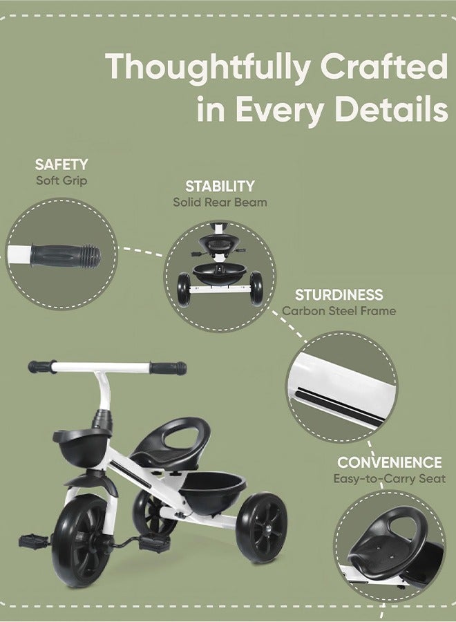 Favarey Kids Balance Bike Kids Tricycles for 2-4 Years, Three Wheel Tricycle For Toddlers with One Seat, 3 Wheel Baby Bicycle With Basket - Image 4