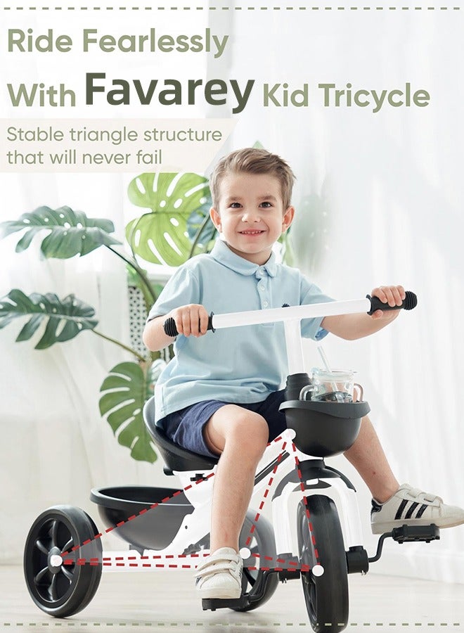 Favarey Kids Balance Bike Kids Tricycles for 2-4 Years, Three Wheel Tricycle For Toddlers with One Seat, 3 Wheel Baby Bicycle With Basket - Image 5