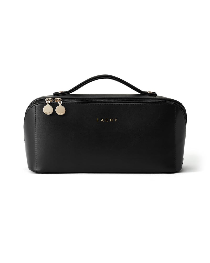 EACHY Travel Makeup Bag, Large Capacity Cosmetic Bags for Women, Waterproof Portable Open Flat Toiletry Bag Make up Bag with Divider and Handle, Gifts for Women - Image 5