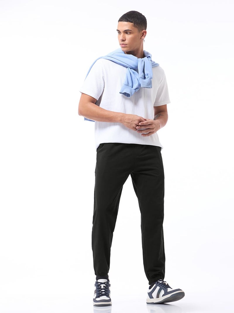 Bewakoof Air 1.0 Men's Solid Oversized Fit Polycotton Joggers_624660_Black_L, Mid Rise - Image 4
