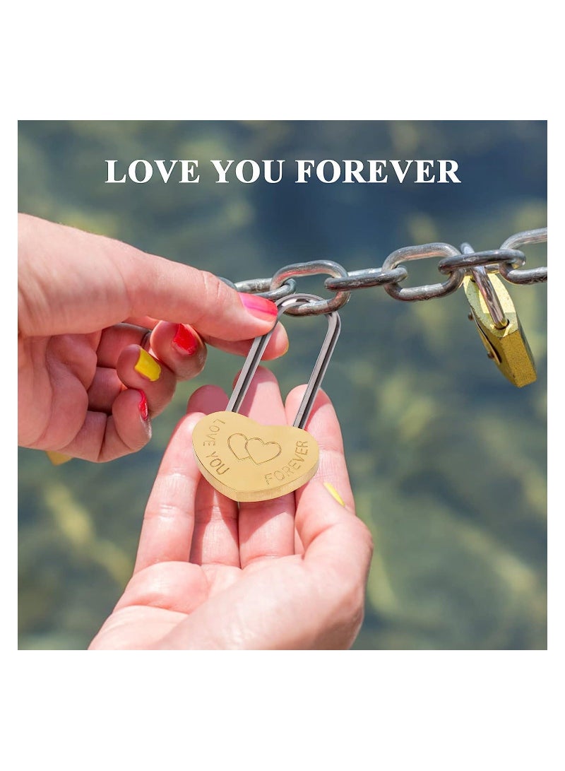 Love Lock Without Key, Solid Brass Heart Lock, Engraved Love You Forever Padlocks for Wedding, Anniversary, 's Day, Travel, 2Pcs - Image 2