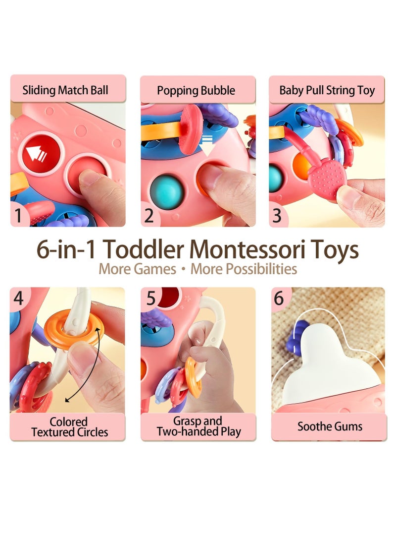 Excefore Baby Sensory Montessori Toy, Food Grade Silicone Pull String Teething Toy for 6-18 Months, Sensory Activity Toy for Toddlers, Travel, Fine Motor Skills Gift for 1-3 Year Olds (Pink)  - Image 5