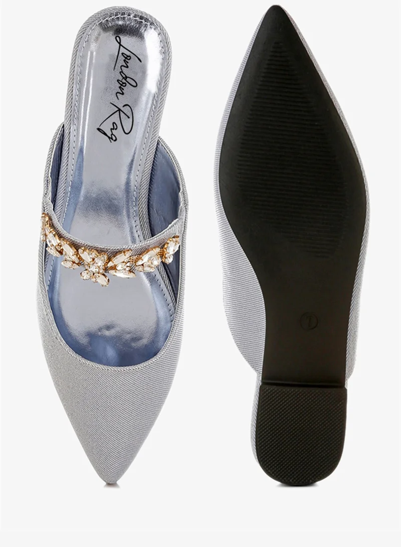 London Rag Lilac Silver Diamante Strap Glitter Mules in Lilac Silver for Women | Best Price UAE