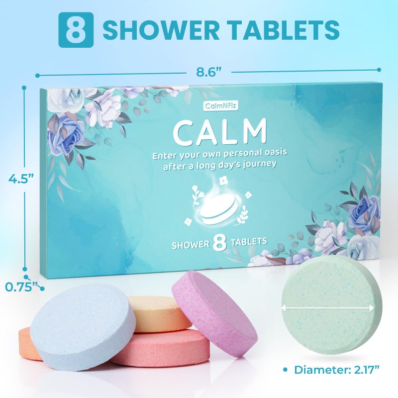 CalmNFiz مجموعة أقراص بخار الاستحمام CalmNFiz 8 قطع مع 8 عطور وزبدة الشيا للعناية الذاتية والاسترخاء، فكرة لعيد الميلاد، للنساء والرجال - Image 2