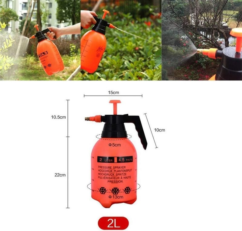 PlantaZee 1 قطعة واحدة من مرشة الحديقة المضغوطة بالضخ، مرشة العشب، مرشة الماء، زجاجة رش ل��بيدات الأعشاب، المبيدات الحشرية، الأسمدة، النباتات والزهور بسعة 2 لتر - لون عشوائي - Image 2