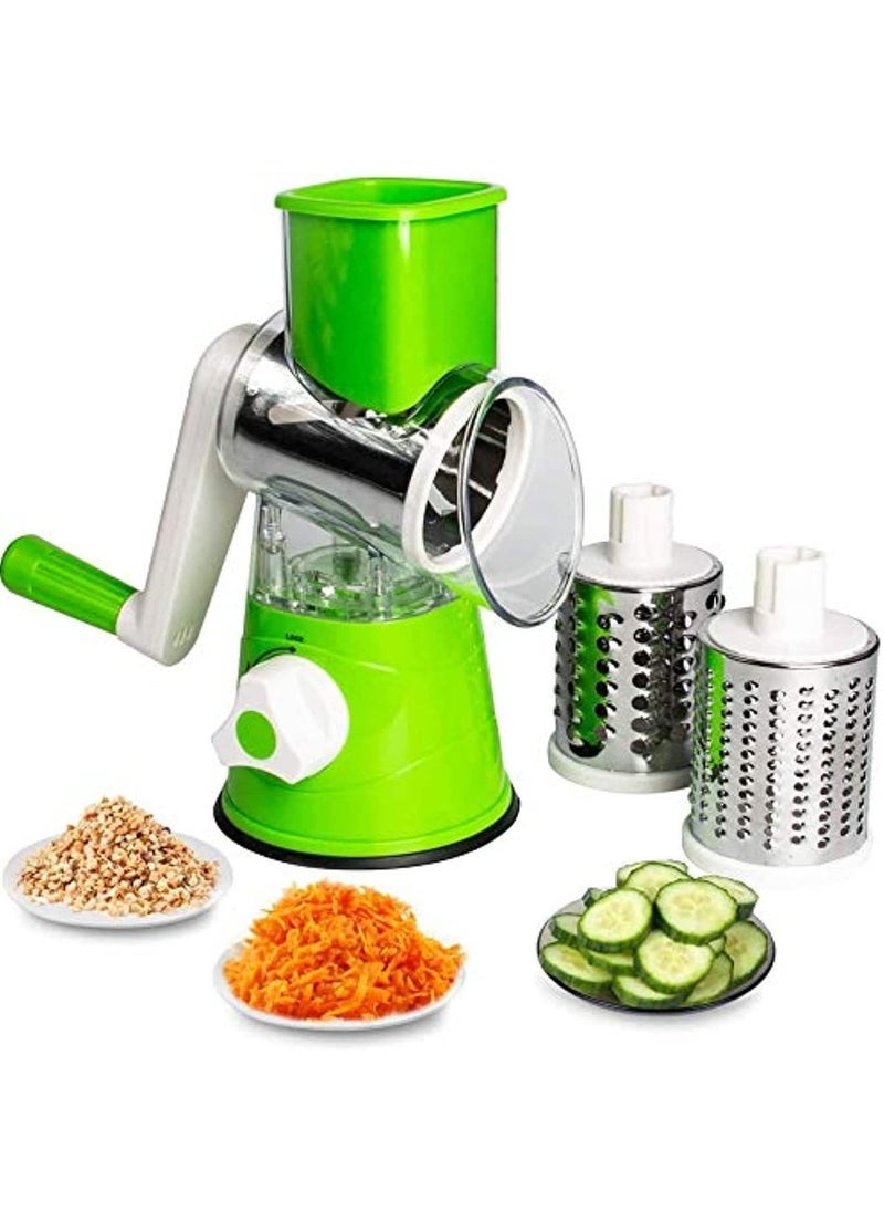 Raxoom Manual Tabletop Drum Cheese Grater, 3 In 1 Rotary Shredder Slicer Grinder For Cucumber Nut Potato Carrot Cheese, Vegetable Salad Shooter - Image 1