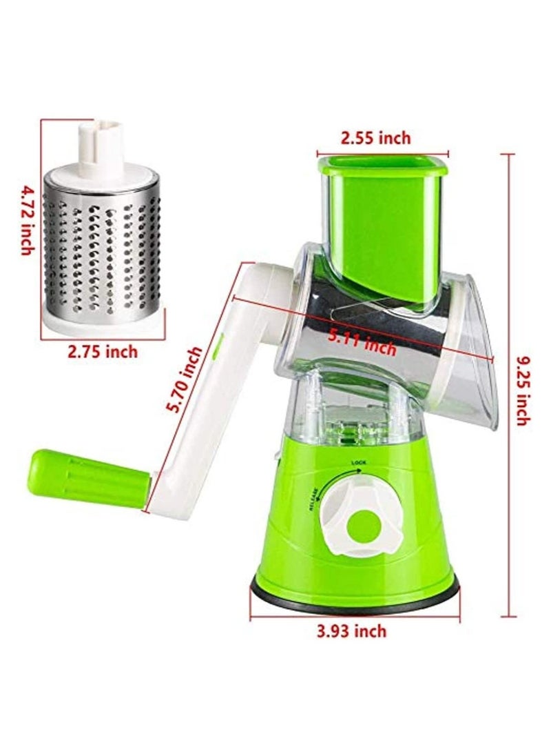 Raxoom Manual Tabletop Drum Cheese Grater, 3 In 1 Rotary Shredder Slicer Grinder For Cucumber Nut Potato Carrot Cheese, Vegetable Salad Shooter - Image 2