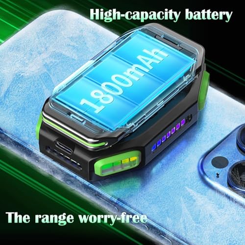 Cubonic X111 Magnetic Mobile Cooling Fan Radiator TECTechnologywith 2 Combo Battery Pack for Unlimited Gaming, RGB Light, Battery% Display (Green) - Image 4