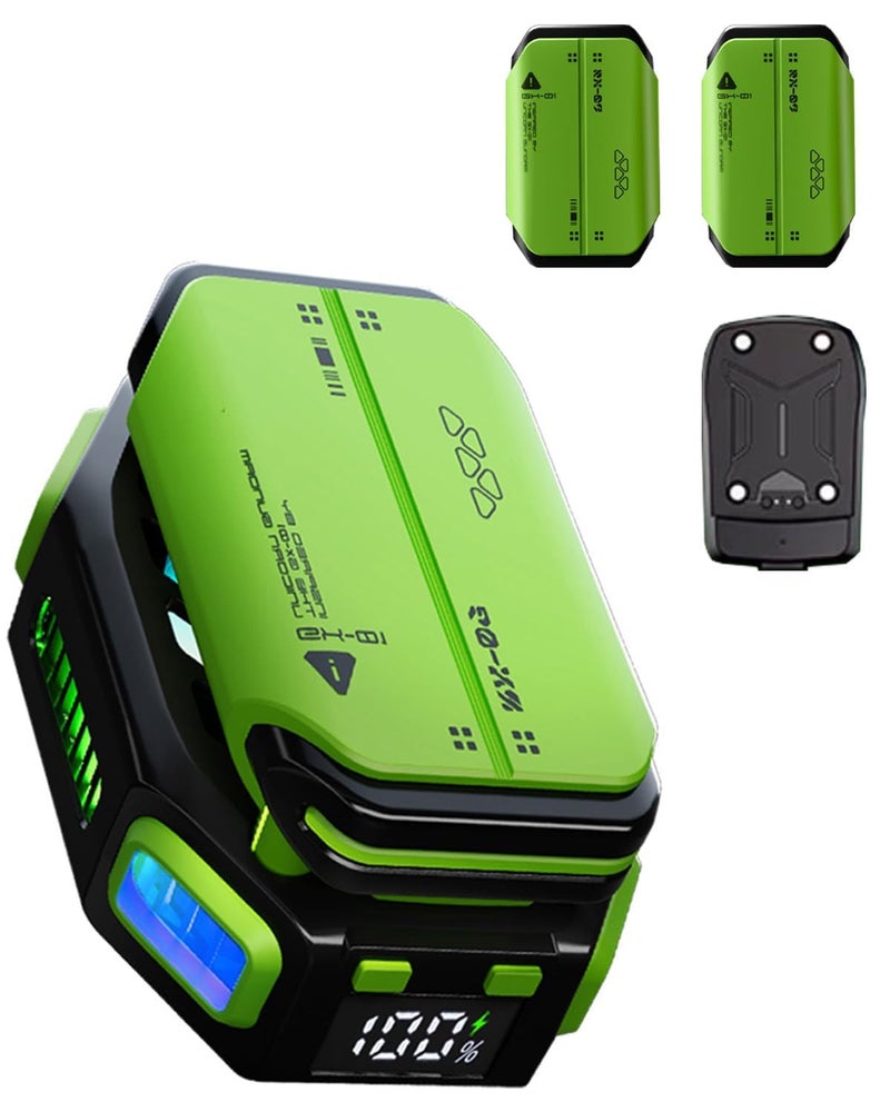 Cubonic X111 Magnetic Mobile Cooling Fan Radiator TECTechnologywith 2 Combo Battery Pack for Unlimited Gaming, RGB Light, Battery% Display (Green) - Image 1