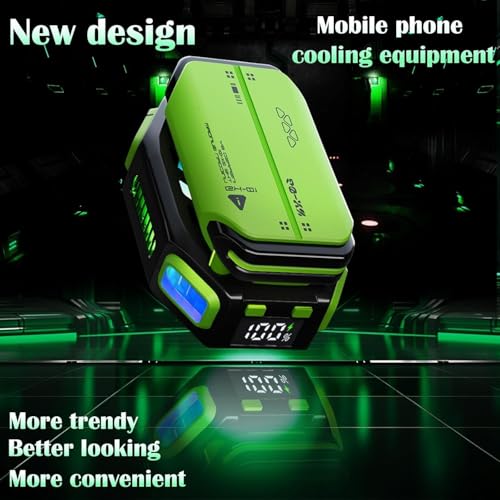Cubonic X111 Magnetic Mobile Cooling Fan Radiator TECTechnologywith 2 Combo Battery Pack for Unlimited Gaming, RGB Light, Battery% Display (Green) - Image 2