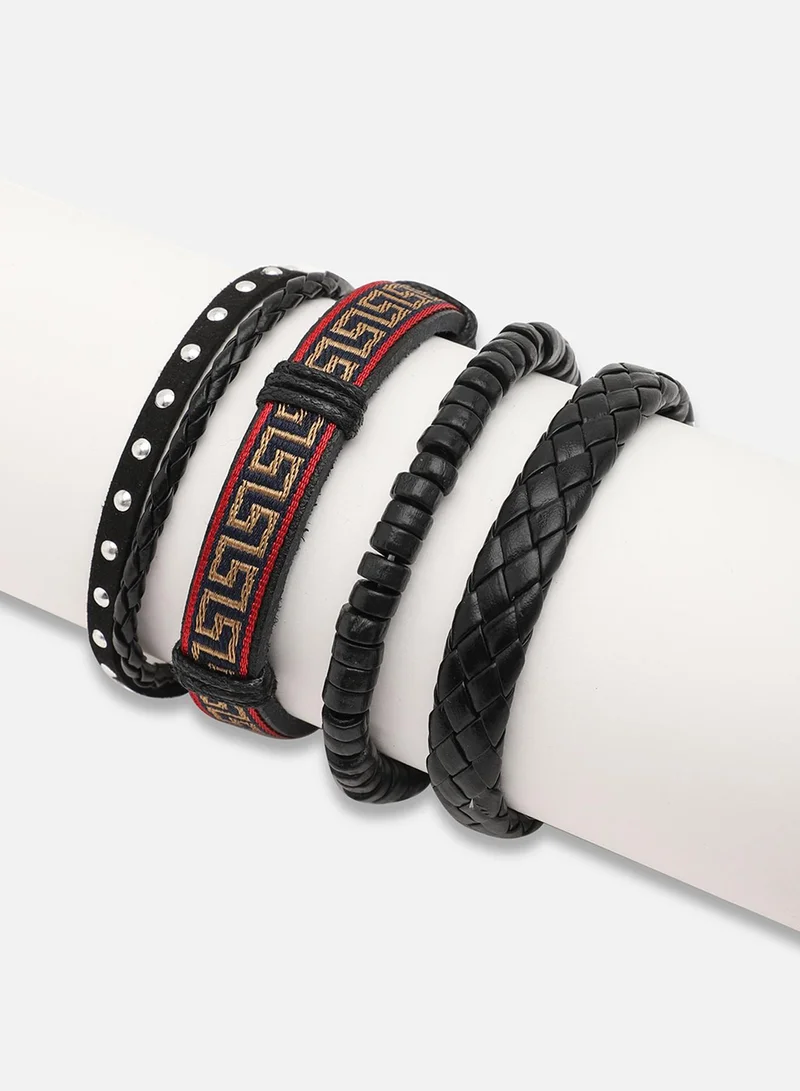 SOHI Trendy Casual Pu Leather Designer Artificial Bracelet Jewellery