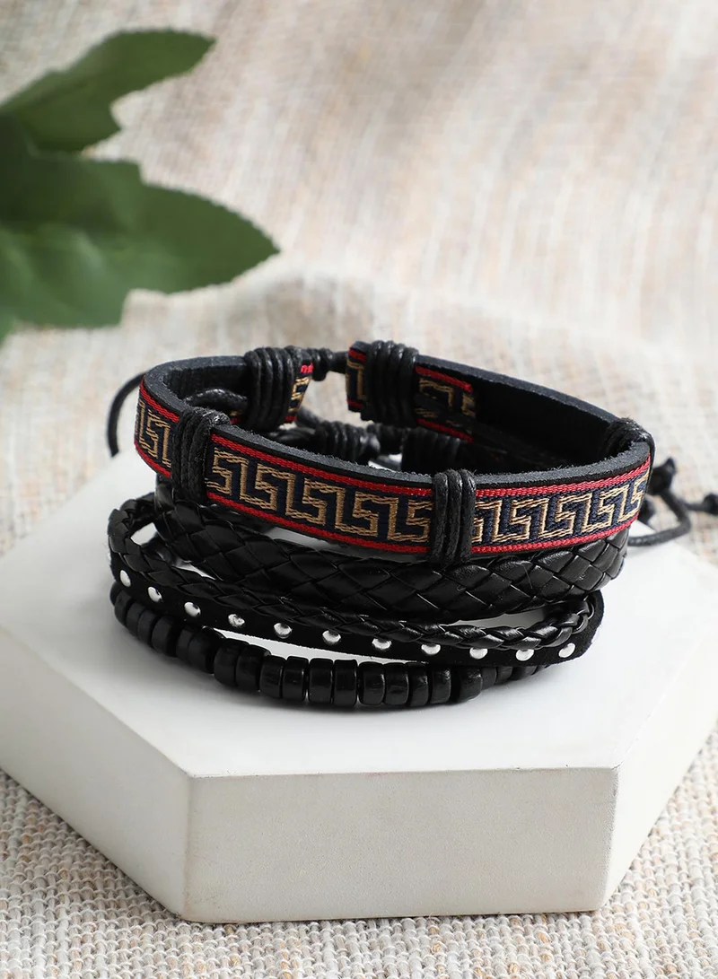 SOHI Trendy Casual Pu Leather Designer Artificial Bracelet Jewellery