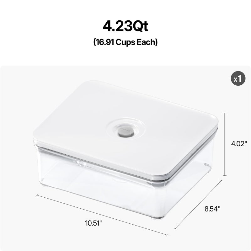 VAKUEN Premium Airtight Food Storage Containers, 4L(4.10qt) Smart One-Click Seal Lid, Patented Double Silicone Lining, 100% Leak Proof, BPA-FREE (Large Container 4.0) - Image 2
