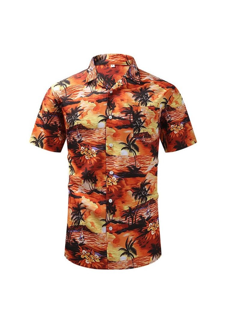 NIBEMINENT Summer Retro Printed Men's Short Sleeved Shirt - Image 1