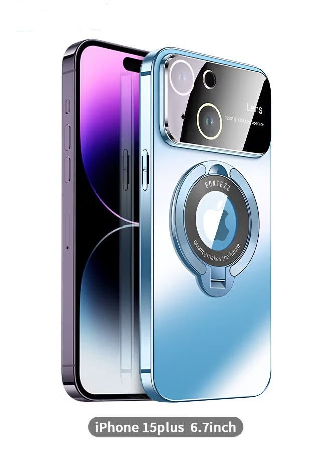لغطاء iPhone 15 Plus مع حامل مغناطيسي غير مرئي ، متوافق مع MagSafe ، مطابقة ألوان رسمية للآيفون ، غطاء هاتف مع حماية للعدسة ، غلاف هاتف iPhone 15 Plus 6.7 بوصة مقاوم للصدمات - Image 1