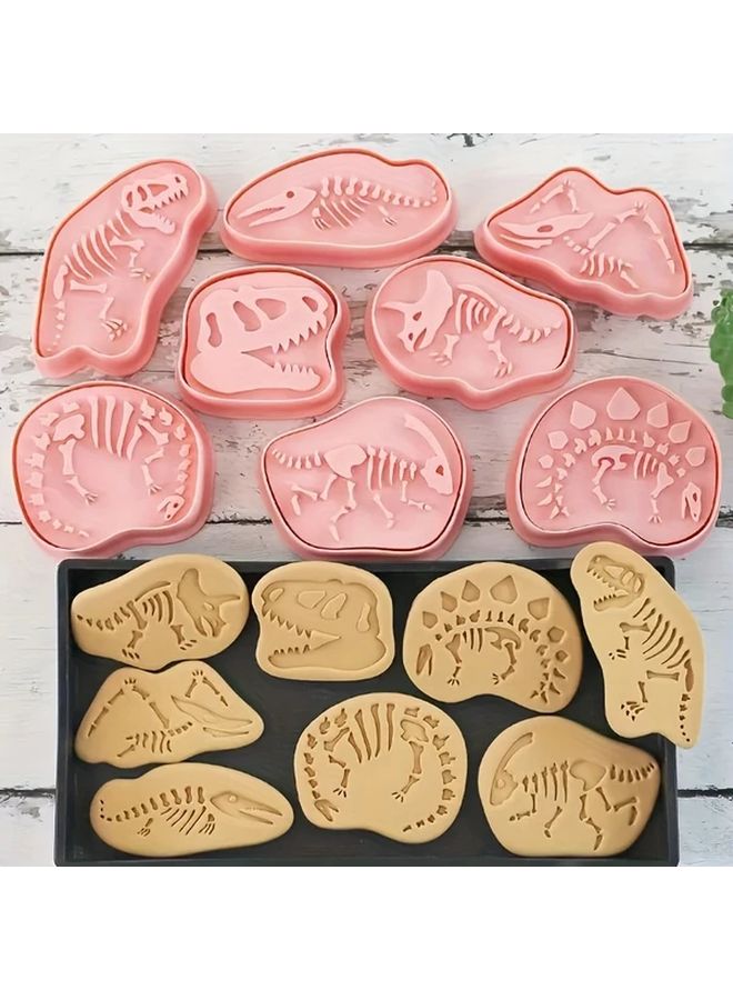 قوالب كعك أحافير الديناصورات مجموعة من 8 قطع أدوات الخبز أدوات المطبخ - Image 1