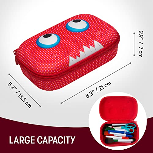 ZIPIT Beast Pencil Box for Kids, Large Capacity Cute Pencil Case for School, Stationery Organizer Box, Red - Image 2