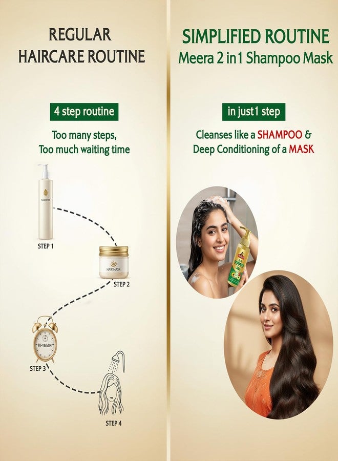 Meera 2 in 1 Shampoo Mask | Shampoo + Hair Mask | Ayurvedic Hair Wash & Deep Conditioning | Smooth, Soft Hair in One Wash | 120 Hrs Conditioning | 100 gm - Image 3