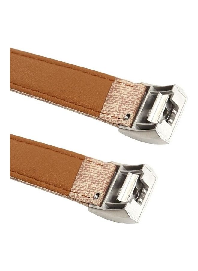 BGM Cowboy Texture Leather Replacement Strap Watchband For Fitbit Charge 2 Blue - Image 5