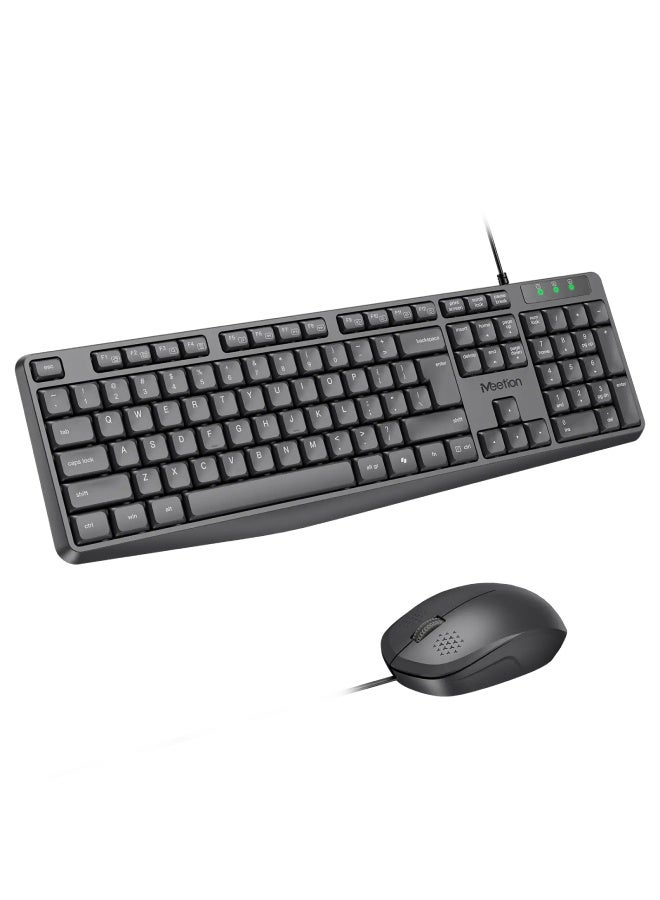 Meetion Full-Size Silent Wired Keyboard and Mouse Combo C235 - Black - Image 2