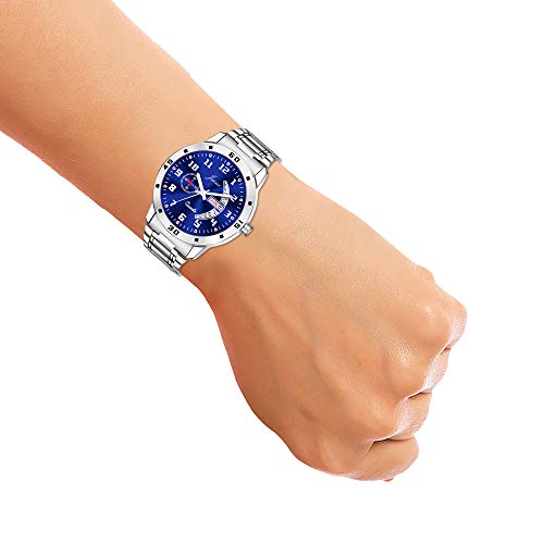 jainx Day and Date Blue Dial Steel Chain Analog Wrist Watch for Men - JM395 - Image 4