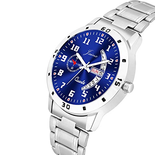 jainx Day and Date Blue Dial Steel Chain Analog Wrist Watch for Men - JM395 - Image 2