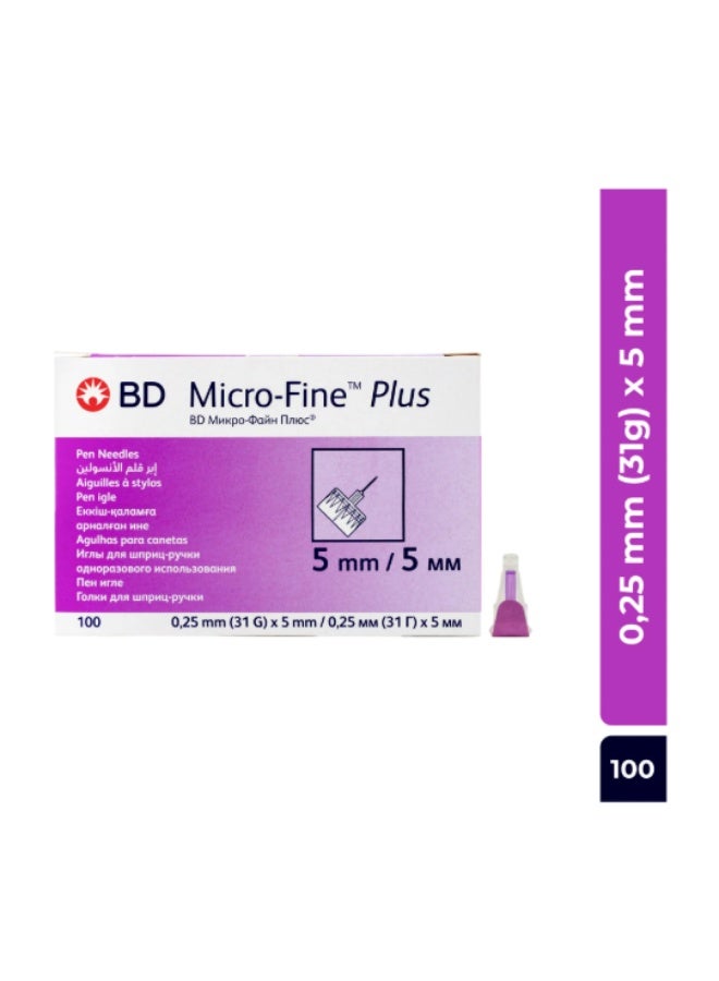 Micro-Fine™ Plus Pen Needles 31G x 5mm – 100 PCS | Ultra-Fine | Sterile, Single-Use | Universal Fit