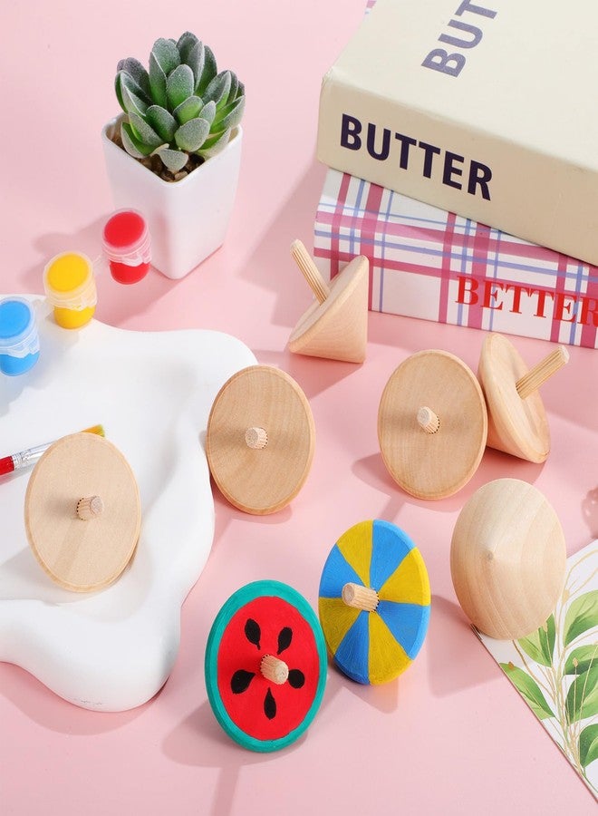 Garneck 24 pcs Wooden Gyro Toy Set DIY Hand-Painted Spin Tops for Kids Rotated Party Favors Craft Decor Novelty Spinning Toys for Boys and Girls - Image 2