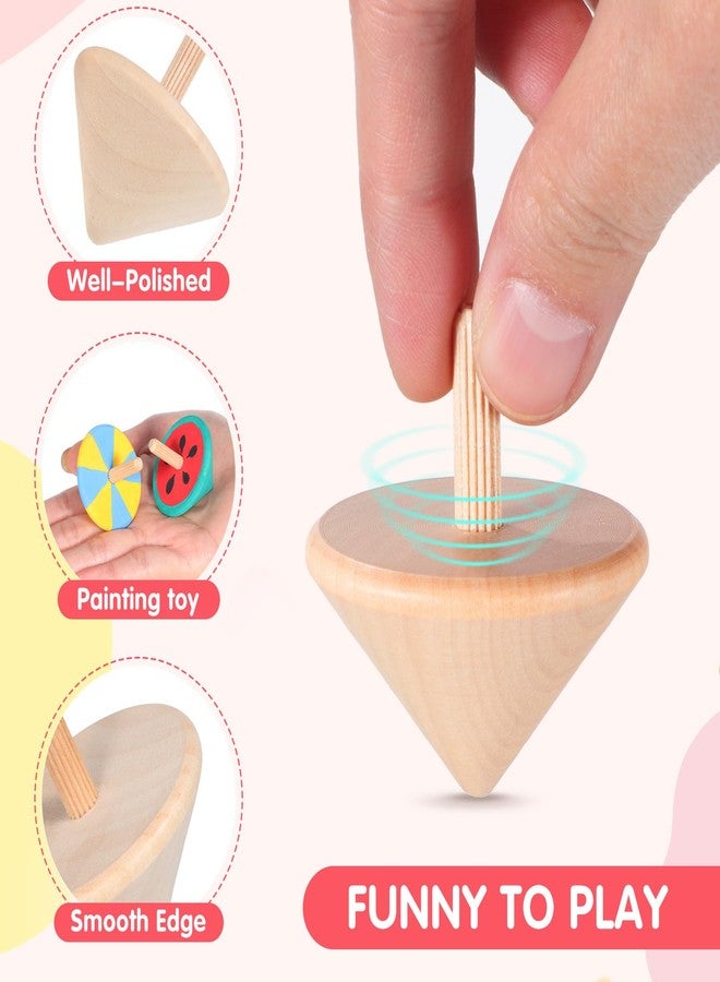 Garneck 24 pcs Wooden Gyro Toy Set DIY Hand-Painted Spin Tops for Kids Rotated Party Favors Craft Decor Novelty Spinning Toys for Boys and Girls - Image 4