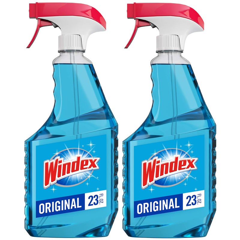 Windex Glass and Window Cleaner Spray Bottle, Bottle Made from 100% Recycled Plastic, Surface Cleaning Spray, Original Blue Scent, 23 Fl Oz (Pack of 2) - Image 1