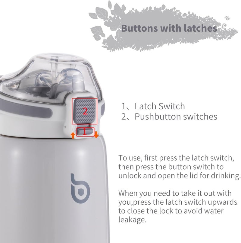 BOTTLE BOTTLE Kids 12 oz Stainless Steel Water Bottle with Leak Proof Lid - Gray - Image 5