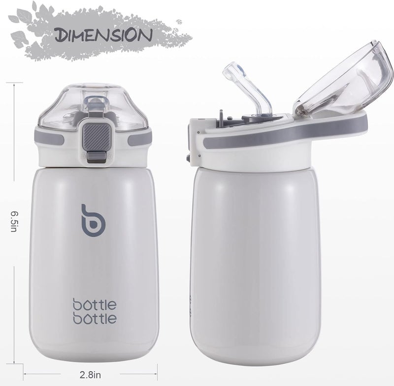 BOTTLE BOTTLE Kids 12 oz Stainless Steel Water Bottle with Leak Proof Lid - Gray - Image 2