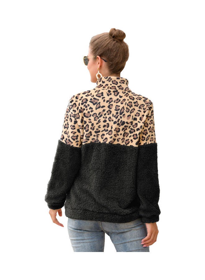 Colourblock Long Sleeves Sweatshirt Black/Brown - Image 3